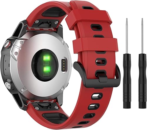 Miniatura 22 de Compatible con Garmin Fenix 6 Sapphire Watch Bands, Forerunner 945 Bands, 0.866 in Quickfit Silicona Correa de repuesto para Garmin Instinct, Fenix