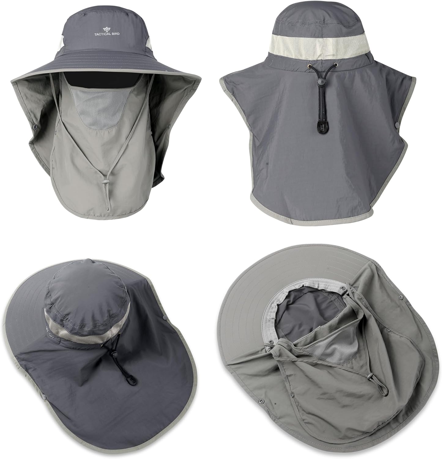 Fishing Hat, Sun Cap for Men Women, UPF 50+ UV Sun Protection Wide Brim Hat with Face Cover & Neck Flap, XL hat - Image 4