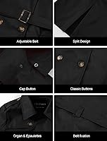 Vista 6 de CREATMO US - Gabardina clásica con solapa de doble botonadura para mujer sobretodo ceñido con cinturón y capucha desmontable