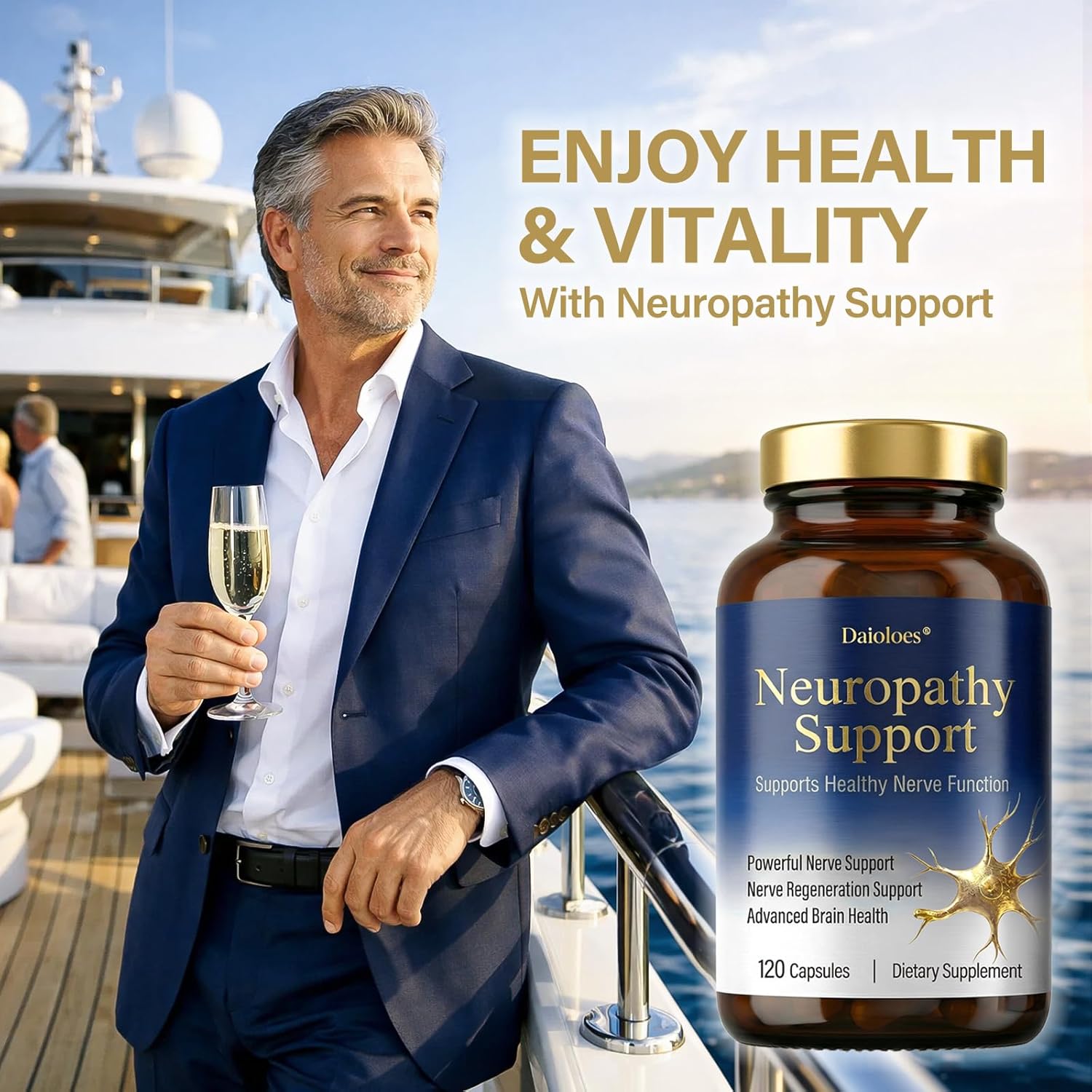 Neuropathy Supplements | Premium Nerve Support for Nerve Health, Regeneration, Cognitive | R-Alpha Lipoic Acid Vitamin B1, B6, B12, Magnesium | 120 Vegan Capsules, 40 Day Supply - Image 2