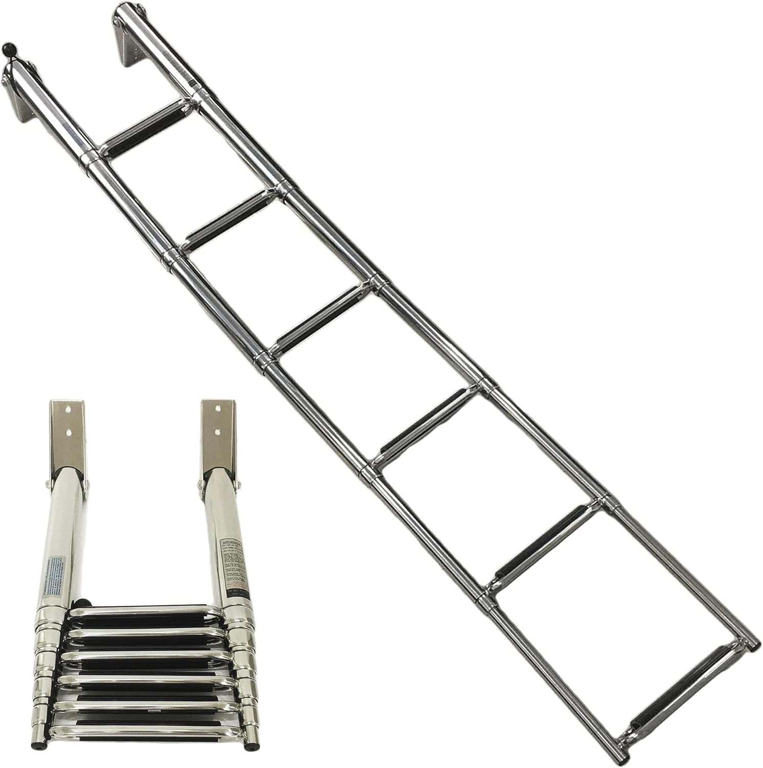 MARINE CITY 304 Stainless Steel 6‑Step Telescoping Boat Swim Ladder, Heavy‑Duty, Space‑Saving, Easy‑Install Boarding Ladder for Boats, Ships, Yachts & RVs