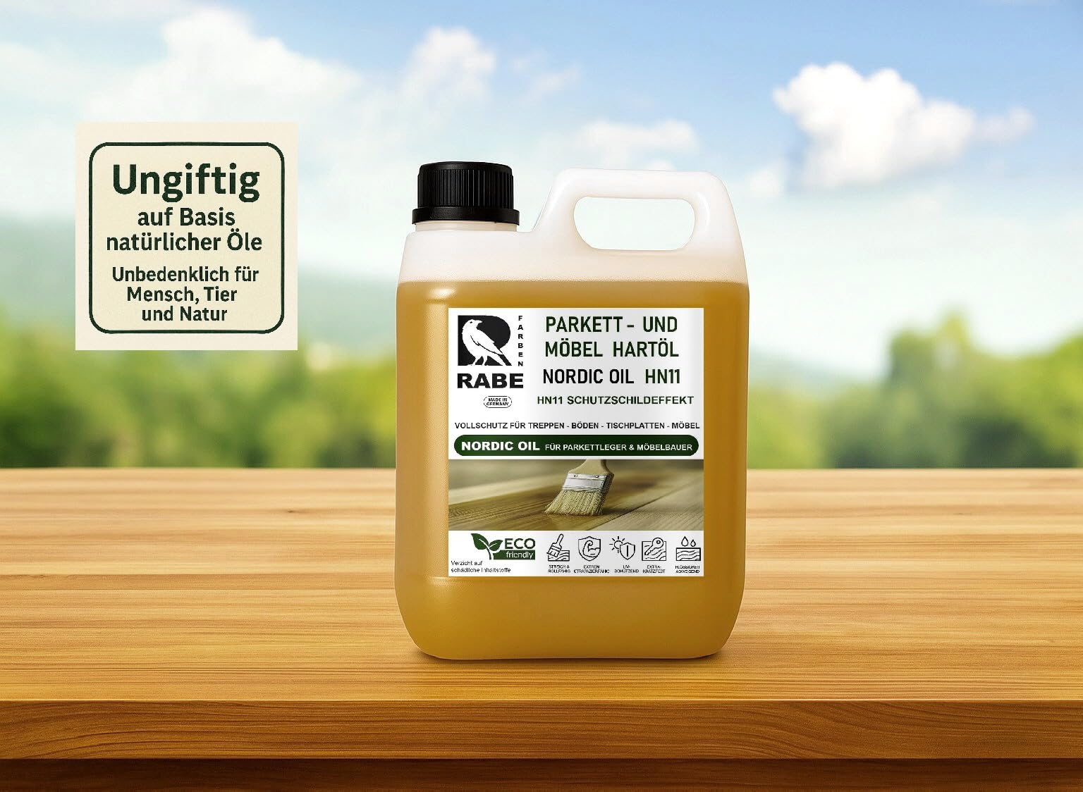 RABE Fussbodenöl Nordic Oil HN11 Parkettöl High Solid Möbelöl Holzbodenöl Natur Hartöl Holzöl (10 Liter)