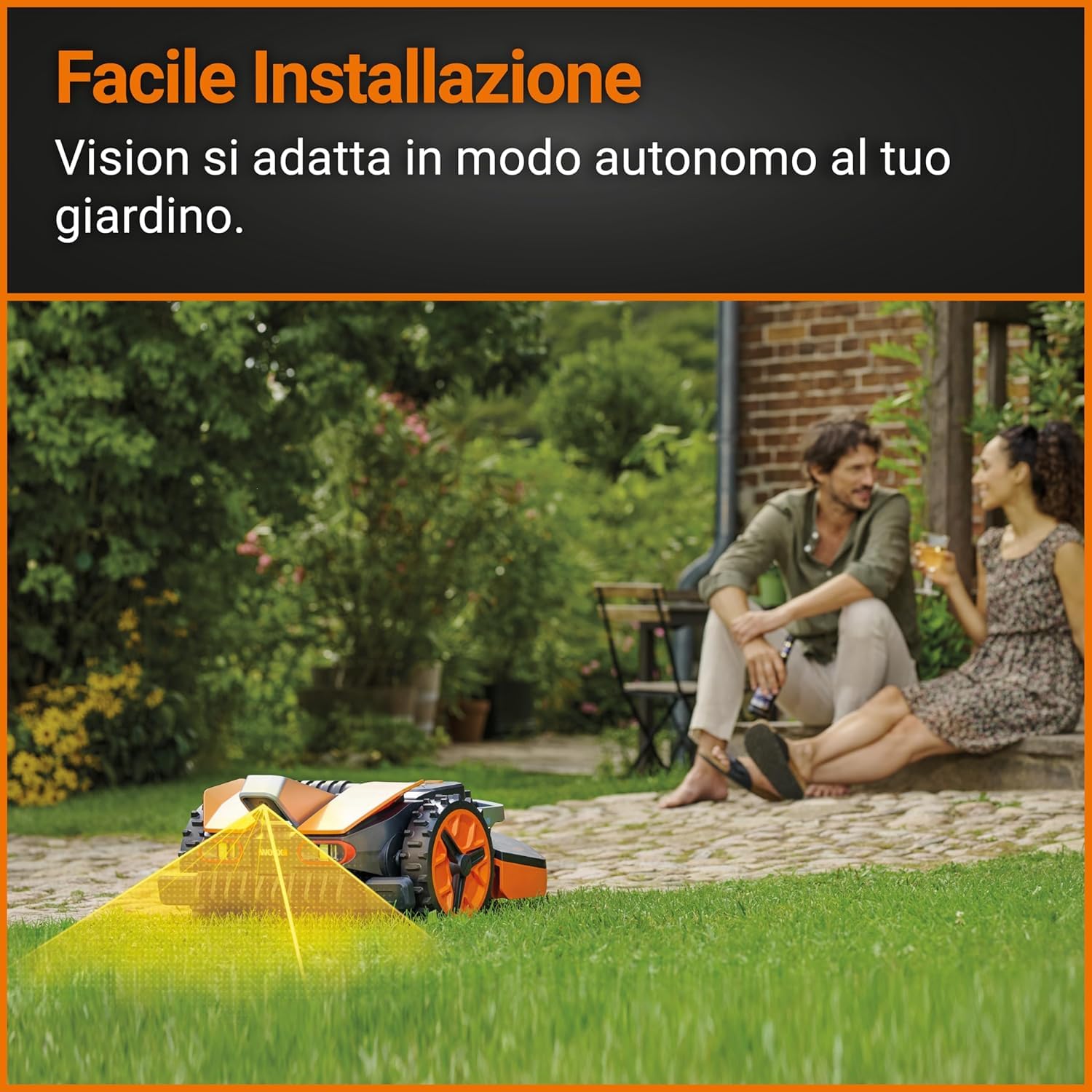 WORX Landroid Vision S250 robot tosaerba WR202E per giardini fino a 250 m² – robot tosaerba intelligente senza cavo di limitazione – WLAN e Bluetooth – prevenzione attiva degli ostacoli con tecnologia