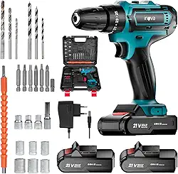 Furadeira e Parafusadeira de Impacto Sem Fio 21V, Kit Parafusadeira Eletrica Com 2 Baterias de 2,0Ah, iluminação LED, Ajuste de 25 Velocidades, Reparos Domésticos, Projetos de Bricolagem