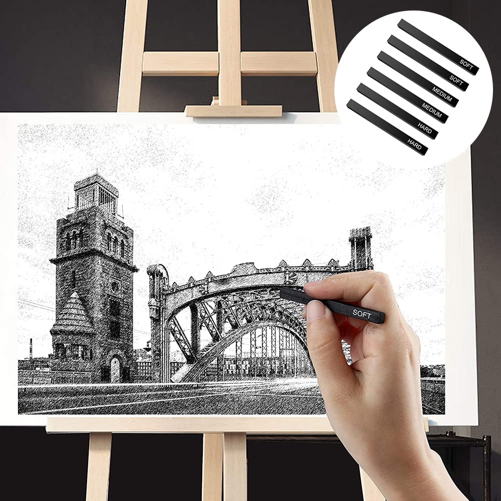 Set Carboncini Per Disegno - 12 Pezzi Con Diverse Durezze Per Artisti