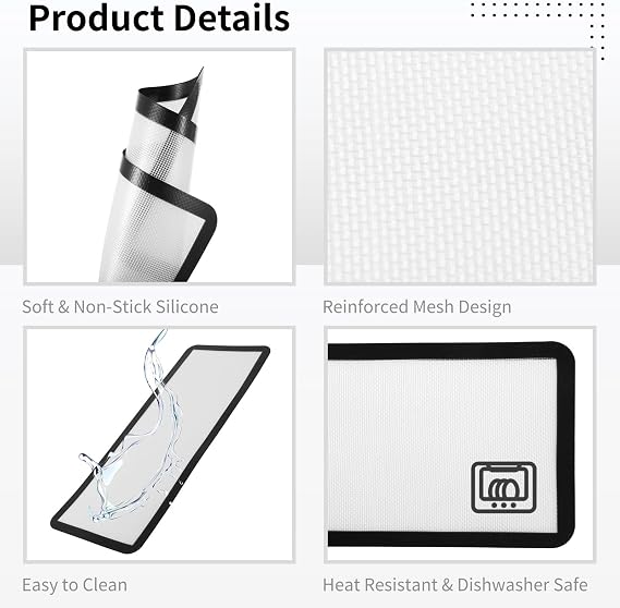 6-Pack Silicone Mats for Harvest Right Freeze Dryer, 17 X 6.8 Inches, Non-Stick, Reusable Baking Mats, Dishwasher Safe Freeze Dryer Accessories