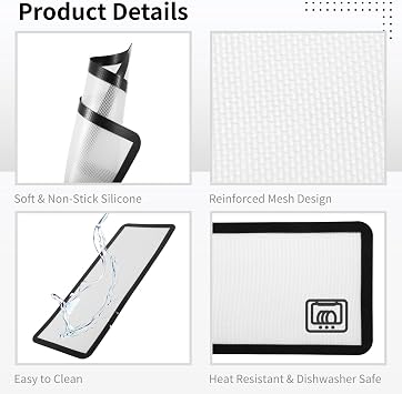 6-Pack Silicone Mats for Harvest Right Freeze Dryer, 17 X 6.8 Inches, Non-Stick, Reusable Baking Mats, Dishwasher Safe Freeze Dryer Accessories