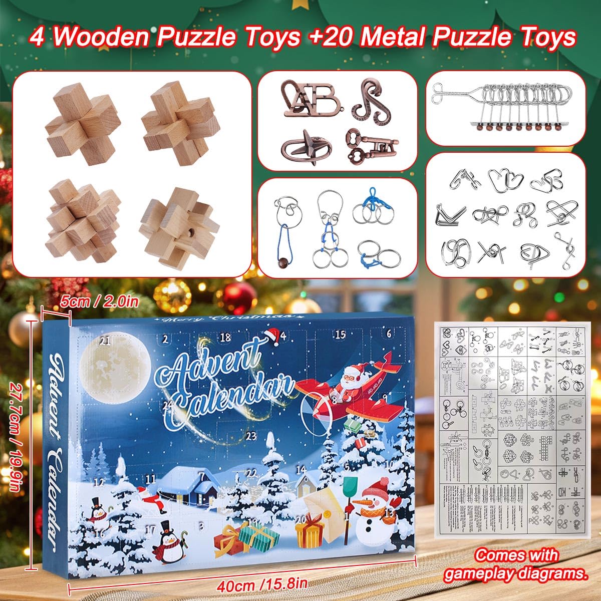Calendario dell'Avvento puzzle jigsaw 2025 - 1008 pezzi di puzzle jigsaw per adulti e bambini calendario del conto alla rovescia 24 giorni La nascita di Gesù puzzle di gioco di famiglia idea