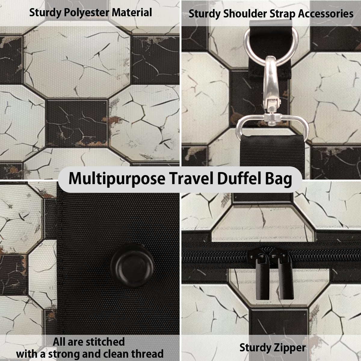 Football Tile Travel Duffel Bag for Women Men Large Capacity Overnight Weekender Bags for Lightweight Waterproof Sport Gym Bag for Workout Yoga Swim