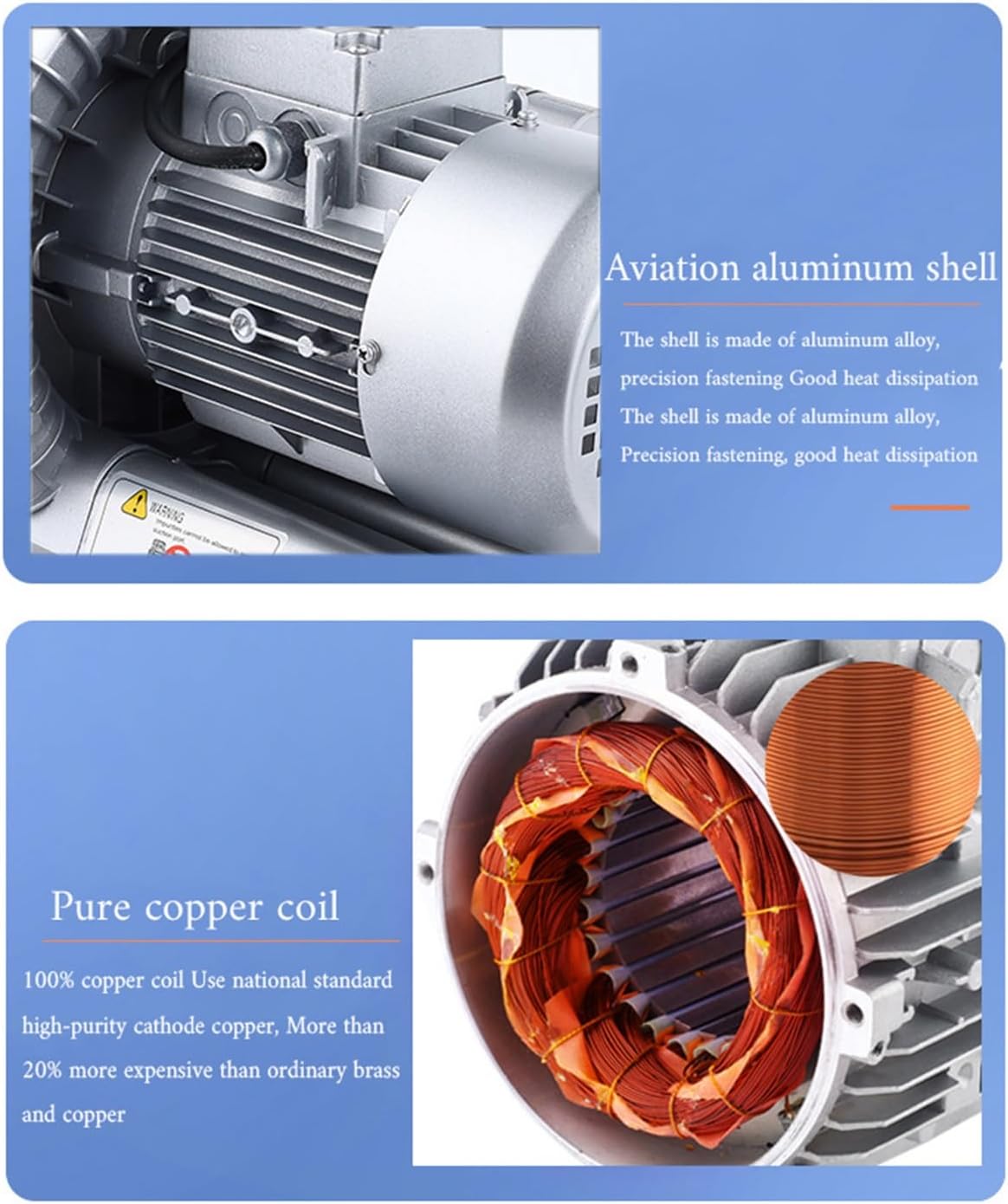 110V Vortex Ring Blower Industrial Regenerative Blower strong centrifugal vortex fan Large Airflow Vacuum Pump 120W 250W 350W 750W for Aquaculture Pond Aeration(750W)