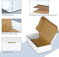Vista 3 de 25 Pack Shipping Boxes, White Corrugated Cardboard Packing Small Mailer Box for Mailing Business Packaging, Gifts, Decorations, White & Brown Kraft