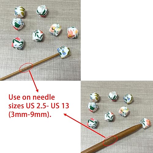 Miniatura 10 de SPANSEE 4 soportes hexagonales para agujas de tejer, tapas de extremo de aguja de tejer, tapones de puntada, protectores de punto de aguja de tejer,