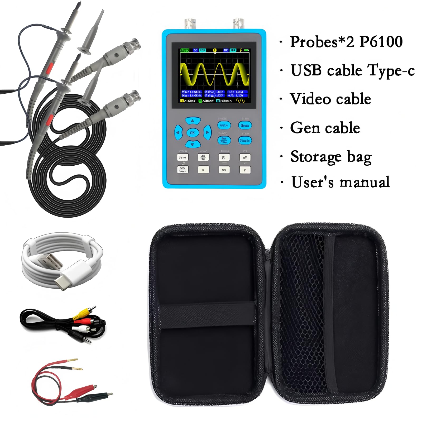 Oscilloscopio digitale portatile ZEEWEII DSO2512G da 2,8 pollici, larghezza di banda 120MHz, oscilloscopio a due canali, generatore di segnali Xymode (DSO2512G)