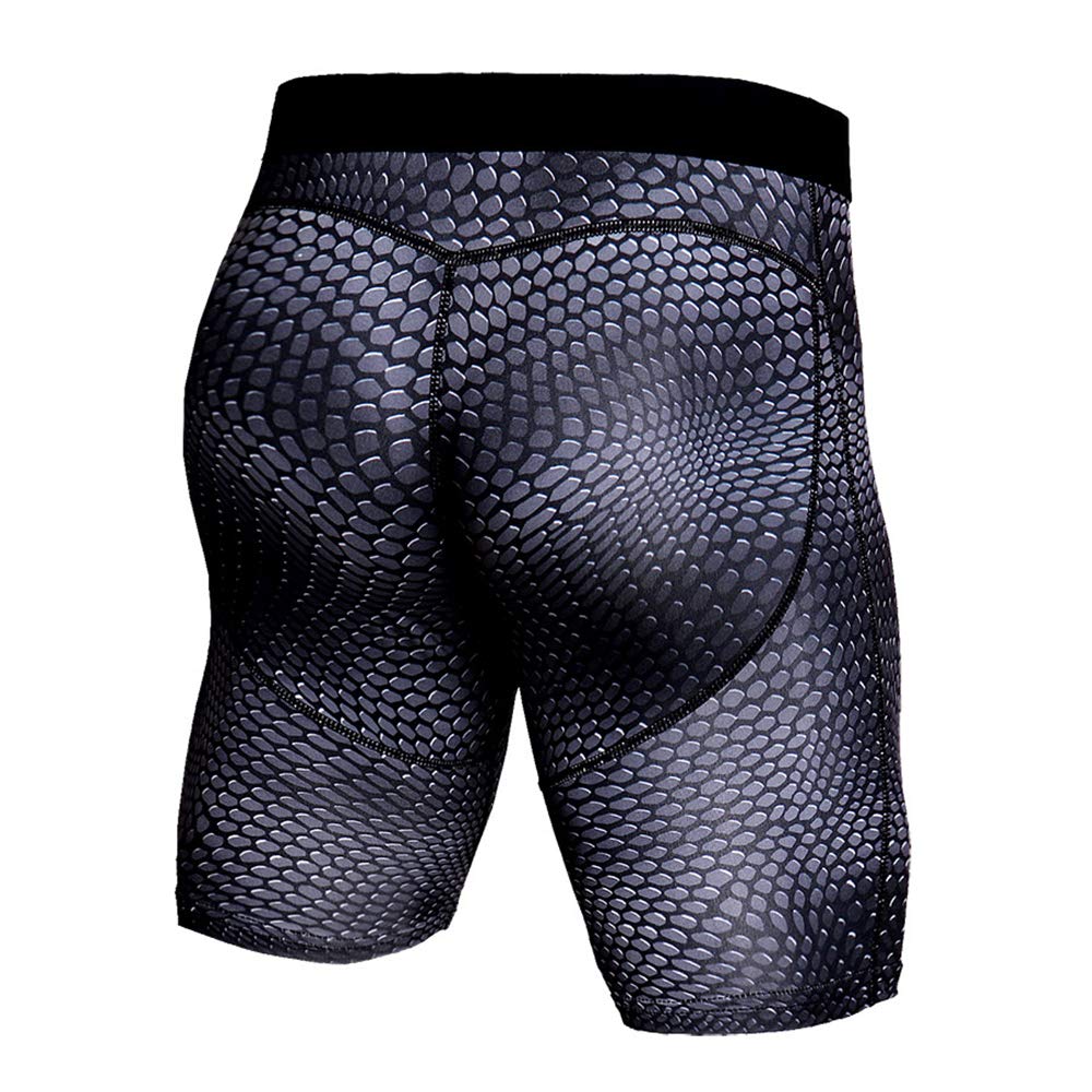 BaronHong 3D Snake Skin męskie spodenki kompresyjne, szybkoschnące, wąskie spodenki do biegania, na trening, do studia fitness (skala węża, 3XL)