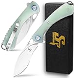 Sitivien ST147 Folding Pocket Knife,14C28N Steel Blade with G10 Handle Utility Knife EDC Tool Knife for Outdoor Camping,Hiking,Hunting(Jade)