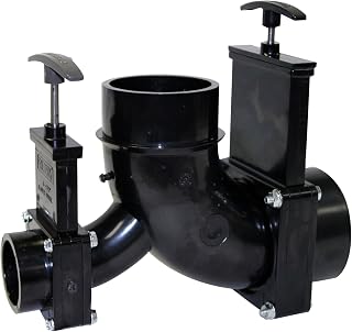 Valterra T81 Ell Double Rotating Valve, 3" Hub x 1-1/2" Hub x 3" Spigot Outlet,Black