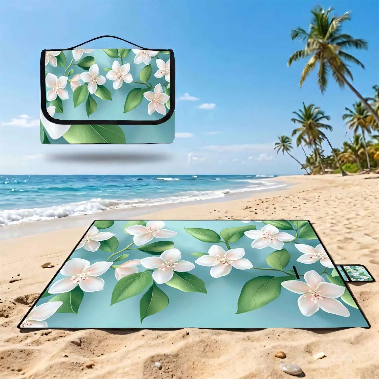 Coperta de Picnic 150x200 cm, Turchese Manta Picnic Impermeable Anti-Sabbia Manta de Playa Pieghevole, Outdoor Picnic Blanket per Spiaggia, Camping, Giardino, Trekking - Orchidea FZ-194