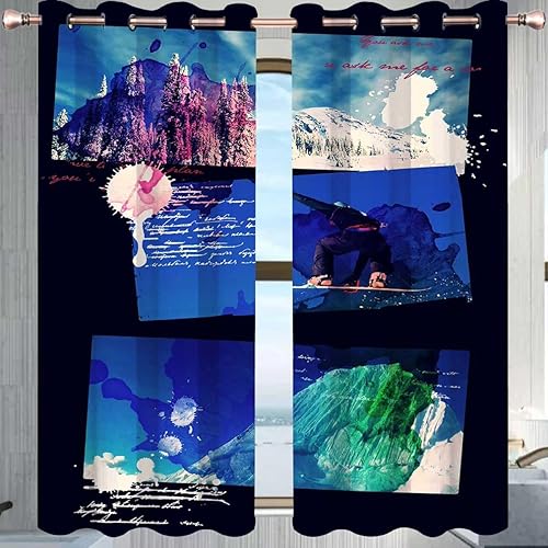 Miniatura 10 de Cortinas abstractas para sala elegantes modernas, con ojales, decoración superior, bloqueador de ruido de pared, cortinas para Ventanas de Cuarto de