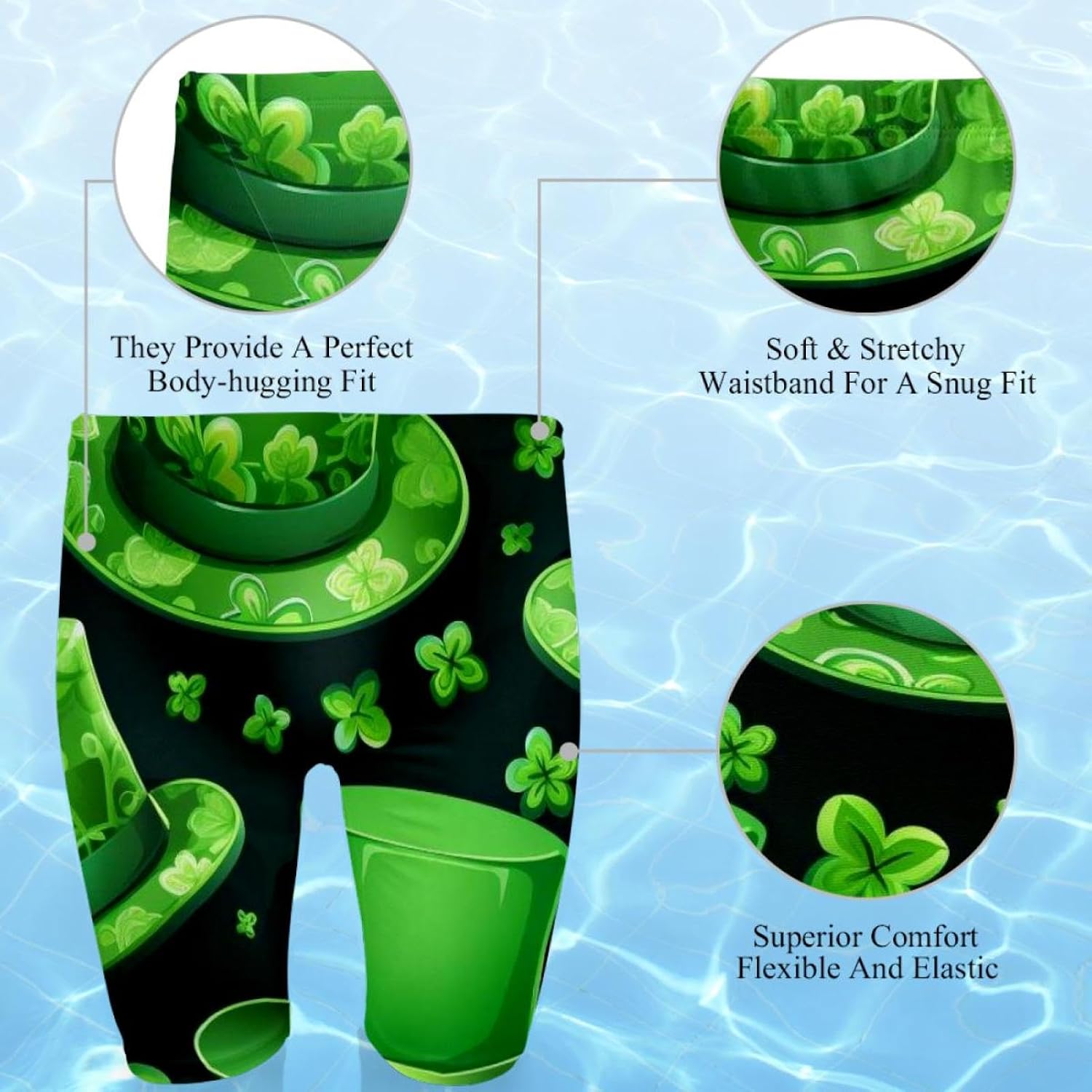 St Patrick's Day Jammer Swimsuit Mens Swim Jammers Endurance Long Racing Training Swimsuit