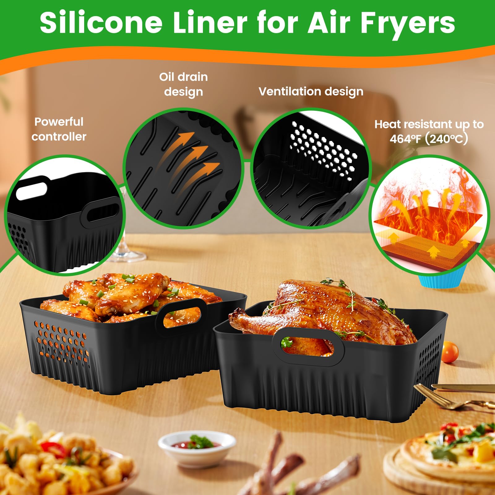 27PCS Moule Silicone Air Fryer pour Ninja Double Stack XL 9,5L SL400EU,Accessoire Air Fryer,Moule Ninja Foodi MAX Dual Zone SL400EU SL400EUCP/COSORI 8.5L, Plat Réutilisable Sans BPA