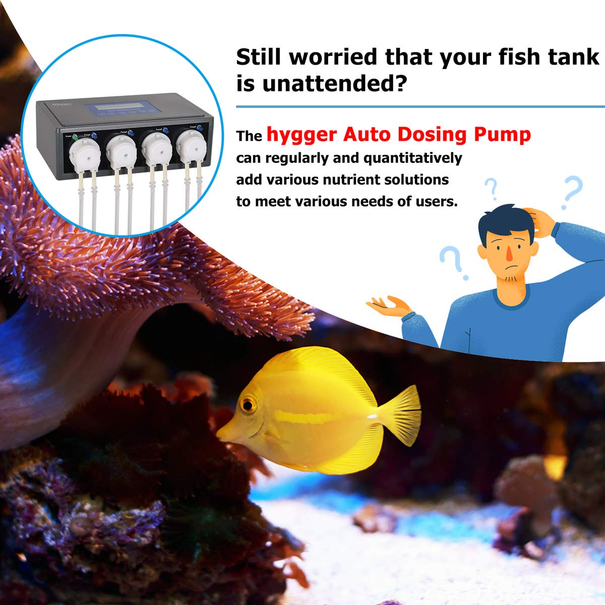 hygger Aquarium Dosing Pump, Peristaltic Metering Liquid Pumps