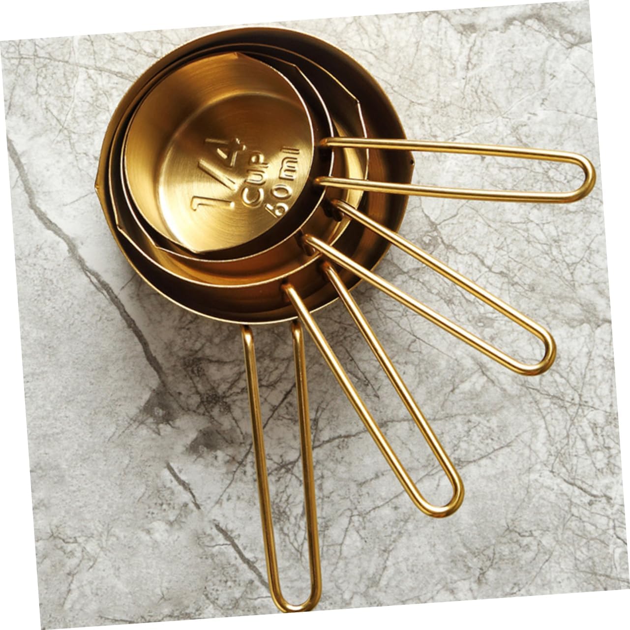 4PCS Stainless Steel Measuring Spoons and Golden Measuring Cups Set Kitchen Baking Utensils for Home Use Multi-purpose