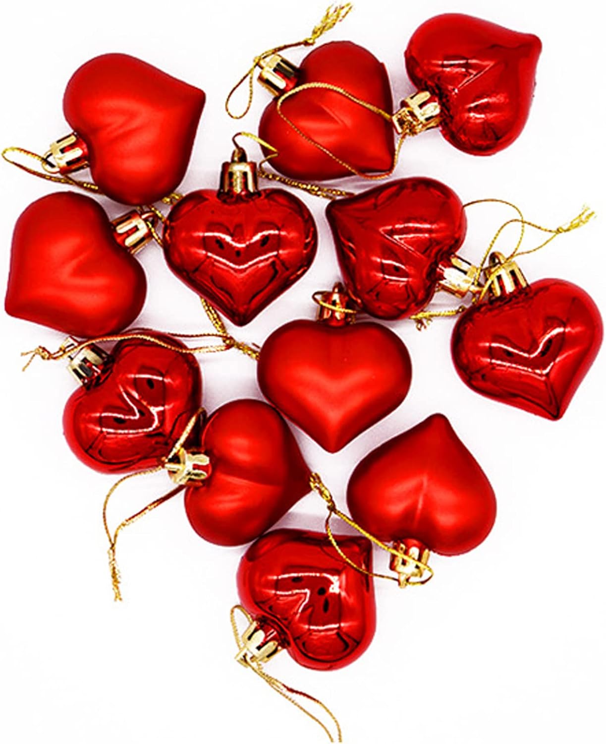 Christmas Balls Shatterproof Christmas Ball Ornaments, Love Shape Hanging Balls for Xmas Tree, Fit for Christmas, Valentine's Day Wedding Party Decorations (Red, 1.8")