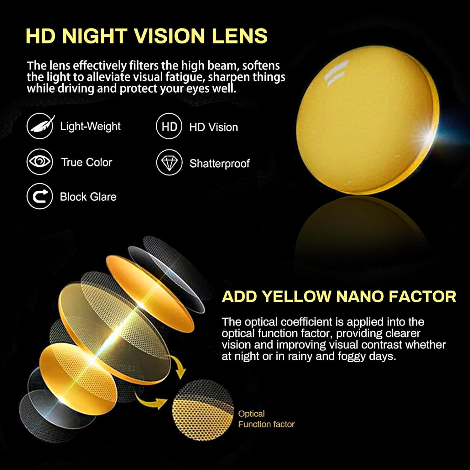 DUCO Cat Eye Polarized Night Vision Glasses for Women, Yellow Tinted Glasses for Night Driving 1222Y - Image 4