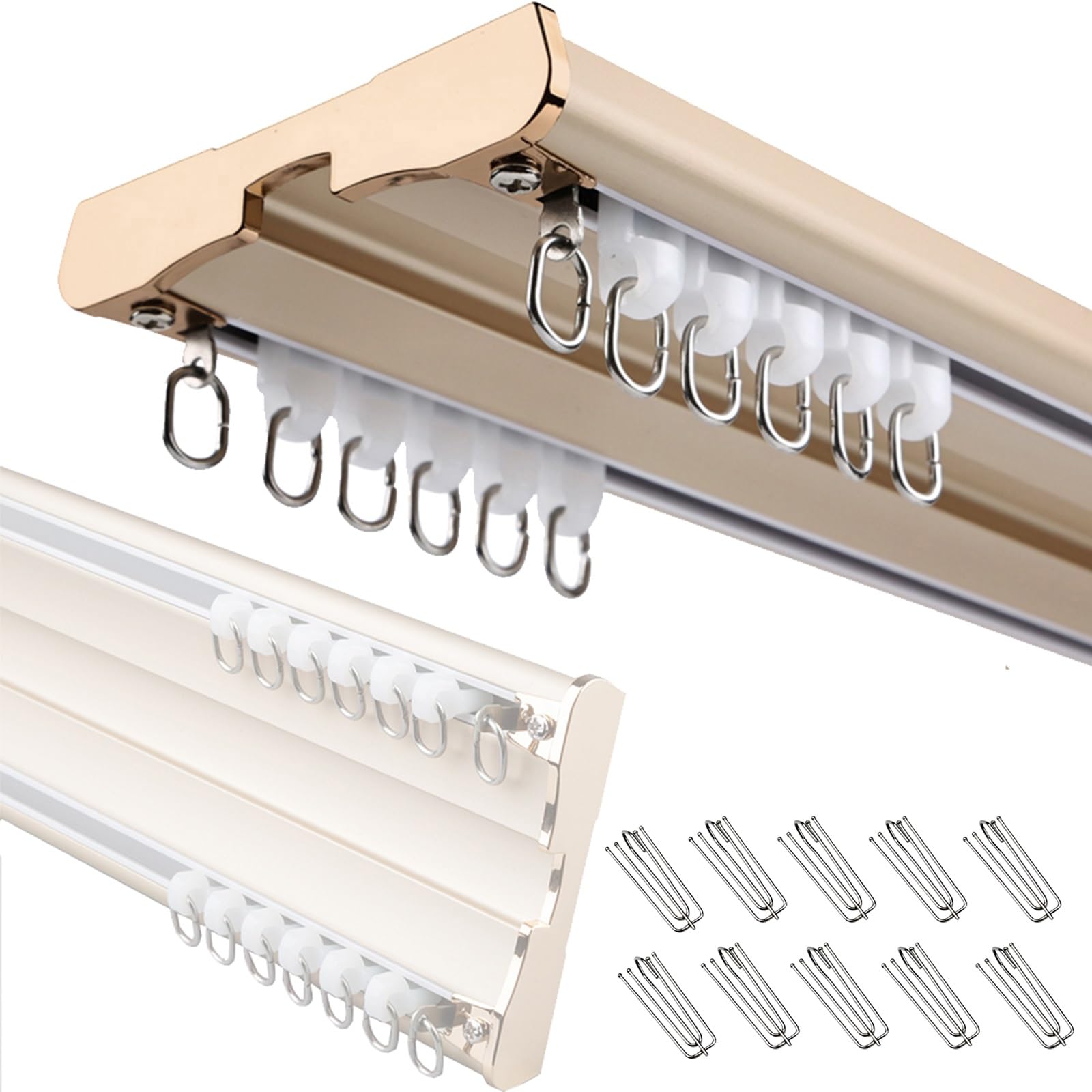 Cichy podwójny aluminiowy system szyn do drzwi przesuwnych do stodoły, 1,6 m / 5.2ft, montowany na suficie, do sypialni, salonu, okna, hotelu, gładka i cicha praca