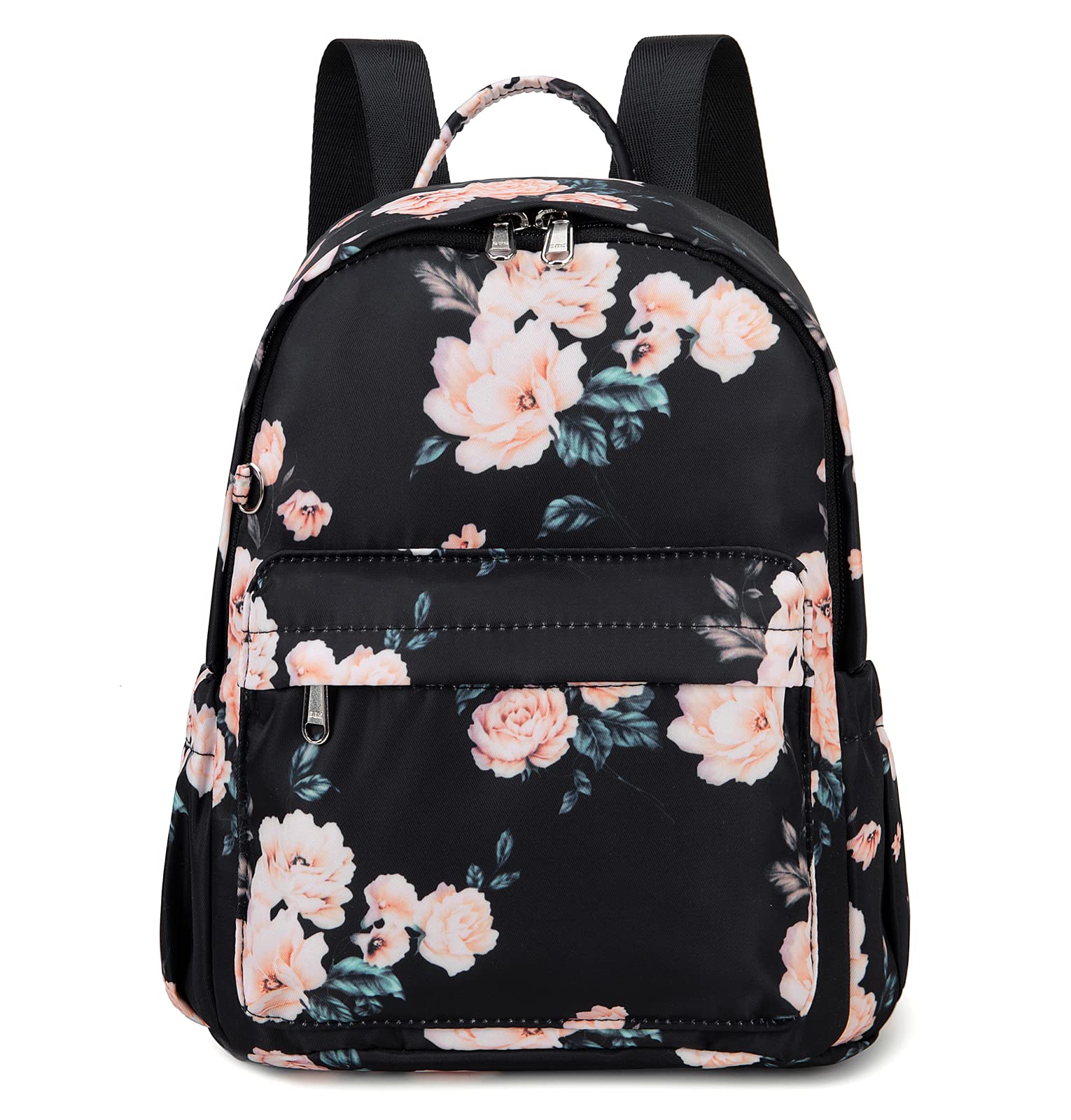 JIANYA Floral Mini Backpack Purse Small Backpacks for Women Teens, Black