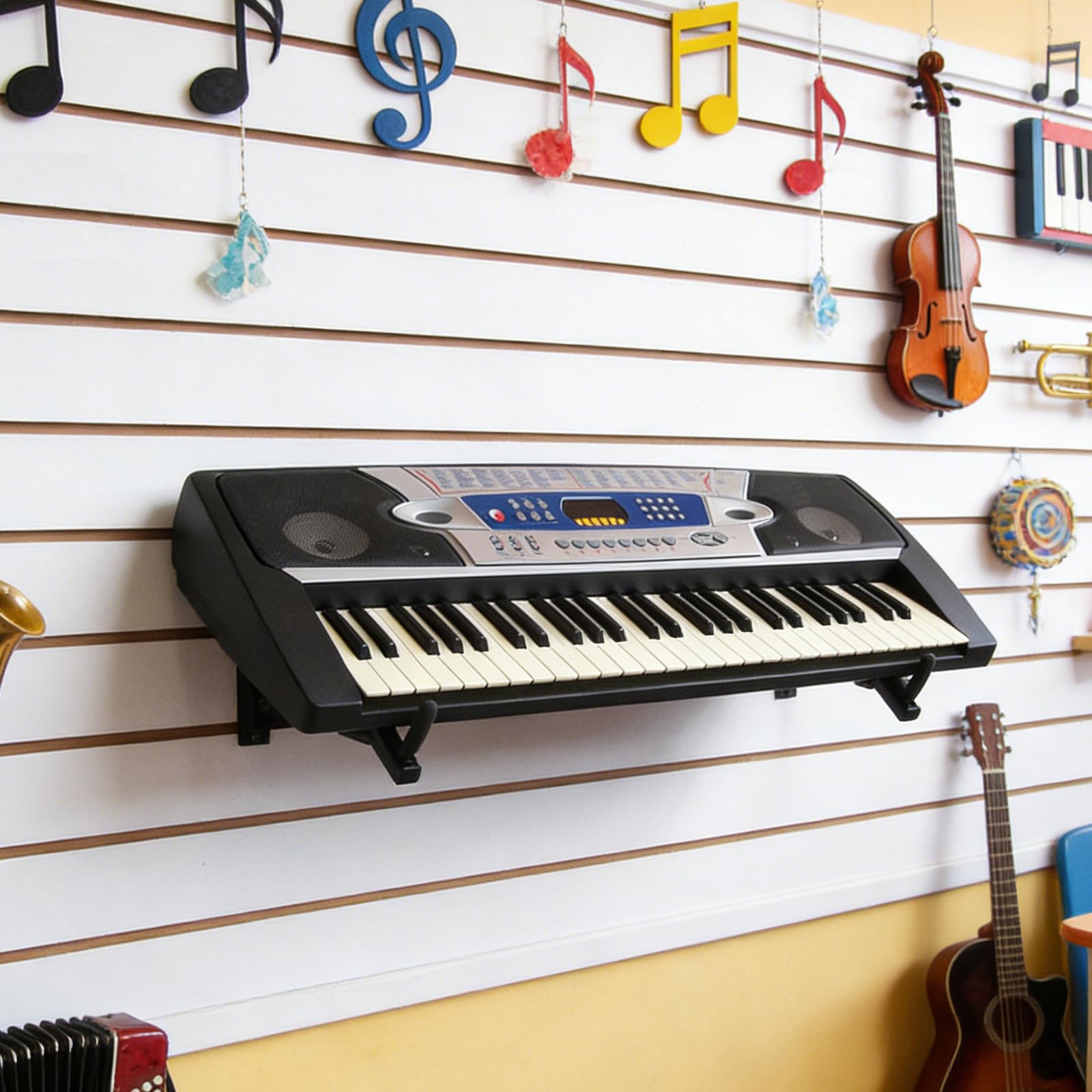 1 paio di supporti da parete per tastiera musicale: staffa organizer da parete per tastiera di pianoforte - supporto per strumenti musicali per esercitarsi a casa