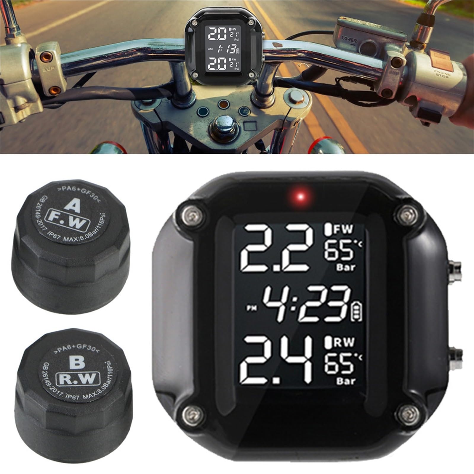 systekontroli ciśnienia w oponach Czujnik ciśnienia w oponach TPMS motocykla System monitorowania ciśnienia w oponach Czujnik zewnętrzny