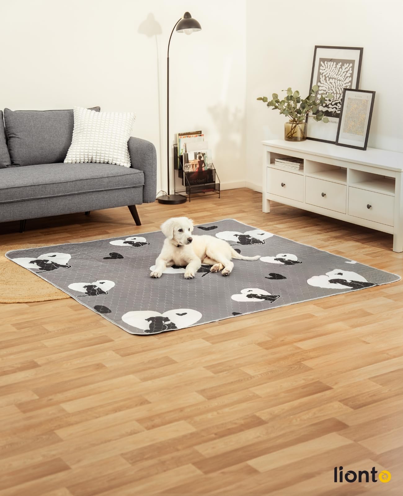 lionto Tappetini riutilizzabili per cuccioli 2 pz, 183x183 cm, lavabili fino a 90°C, super assorbenti, antiscivolo, a 4 strati, ecologici, grigio