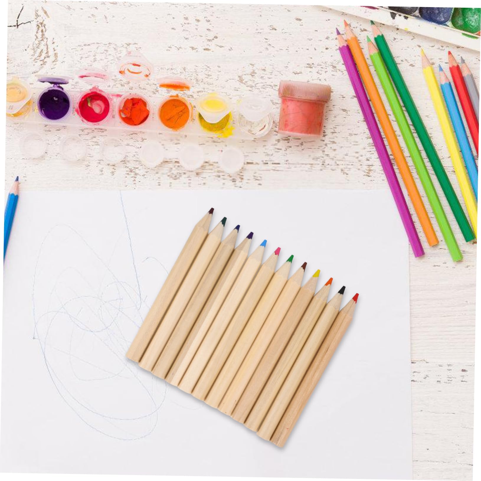 Matite Colorate in Legno Beige 12 Pezzi per Scuola e Disegno