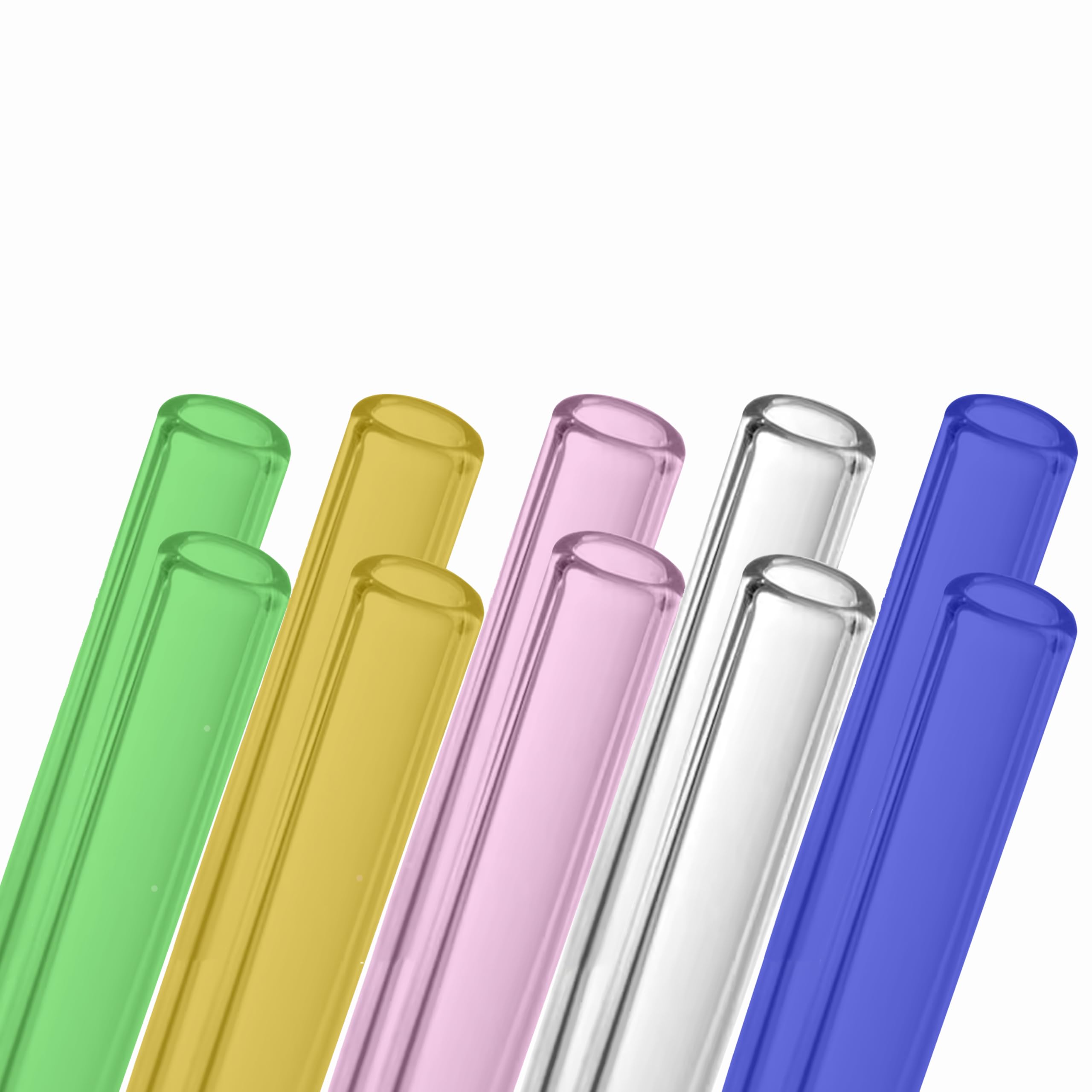 Glass Blowing Tubes, 10pcs 4inch Long Multi-Color OD 12mm ID 8mm 2mm Wall Thickness Borocilicate Glass Tubes for Cut Art DIY Blue Green Pink Yellow Transparent Each Color 2 Pieces