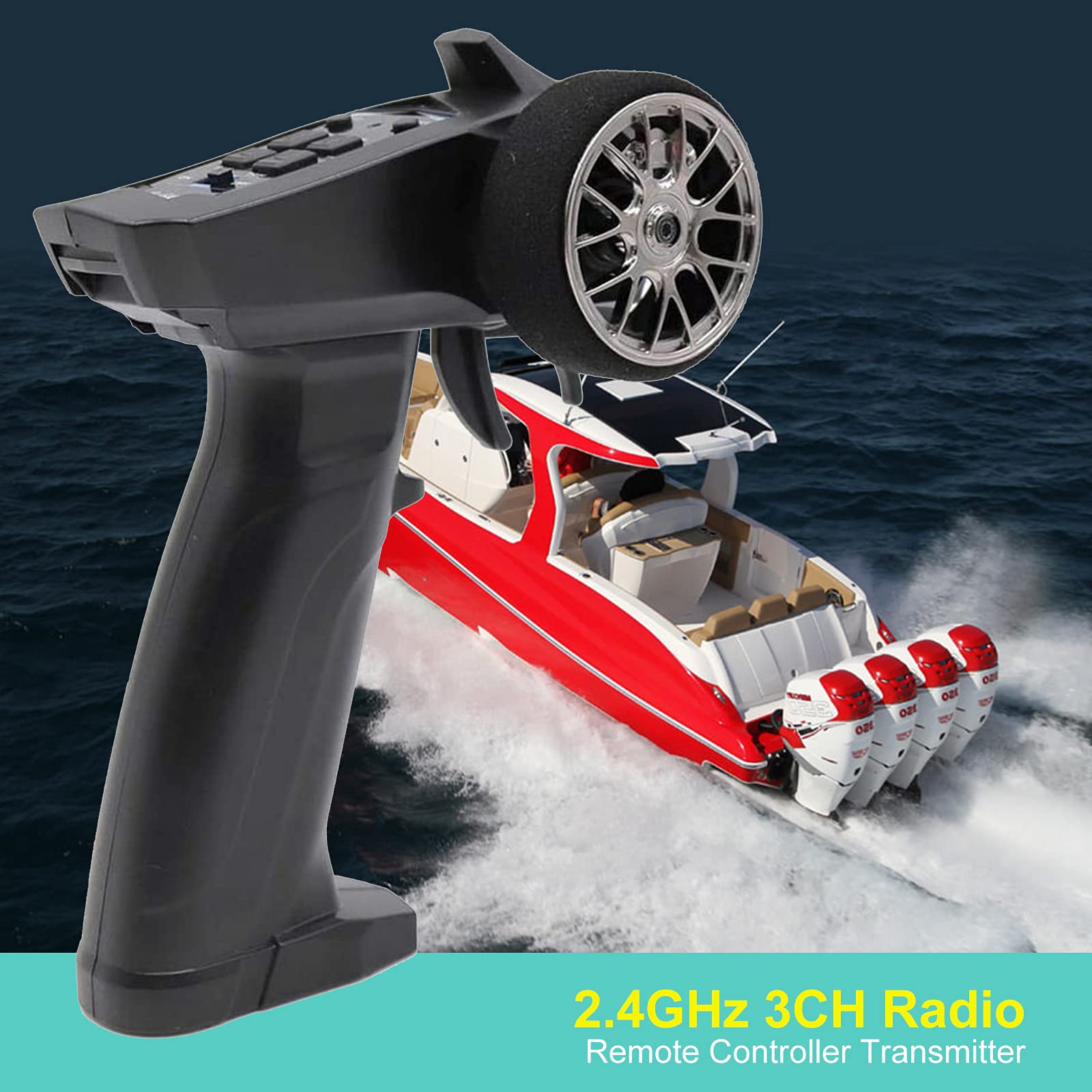 Turbo Racing 91803G-VT 2.4GHz 3CH RadioTransmisor 3 Canales Control Remoto con Receptor para RC Car Boat