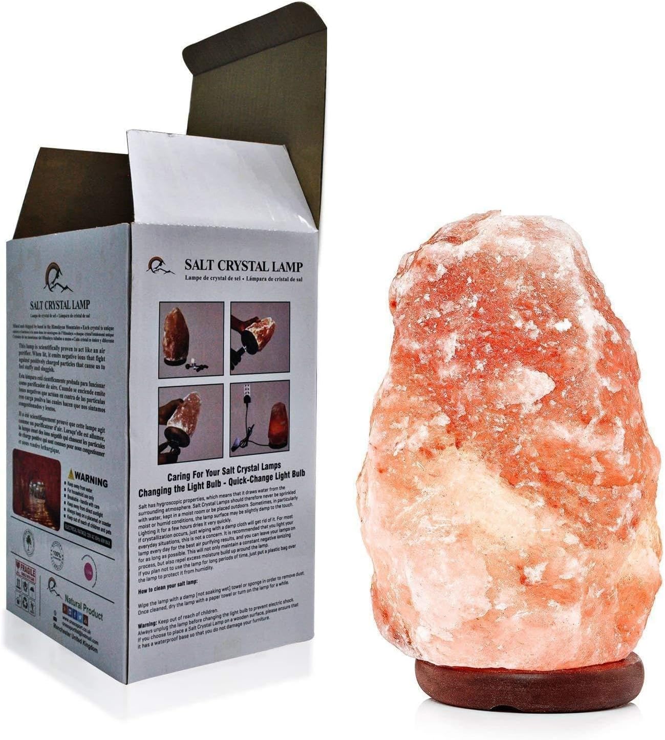 100% Good Health Himalayan Salt Lamp - Beautiful Pink Coloured 3-6Kg INCLUDING MAINS LEAD ON/OFF BUTTON WITH UK PLUG/15WTT 2X BULB (3-5Kg Salt Lamp)
