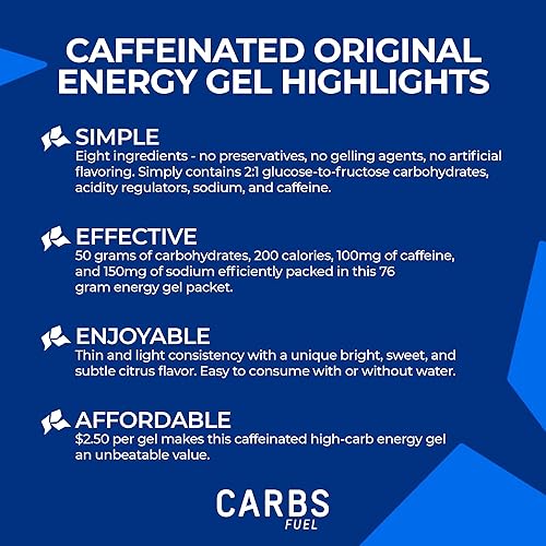 Miniatura 2 de Caffeinated - Gel energético original de 1.76 oz (1.76 oz), paquete de 12 geles de cafeína altos en carbohidratos, gel para correr vegano y sin