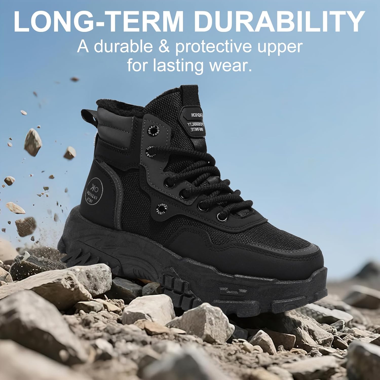 Snow Boots for Men, Water Resistant & Insulated Winter Hiking Shoes with Anti-Slip Rubber Sole and Fleece Lining for Cold Weather - Image 4