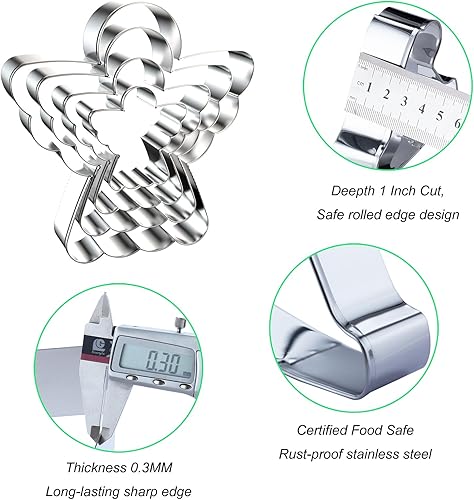 Miniatura 8 de Juego de cortadores de galletas con cara de Papá Noel, para hornear Navidad, 5432 pulgadas, 4 piezas, acero inoxidable