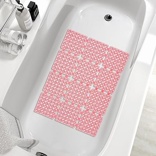 Miniatura 7 de Tapete de ducha antideslizante, 24 x 24 pulgadas, tapete cuadrado antideslizante para ducha interior con orificios de drenaje, ventosas, drenaje