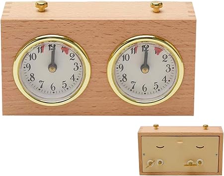 Board Games, Chess Timer Chess Clock Wooden Analog Game Mechanical Timer Count Up Down for Competition