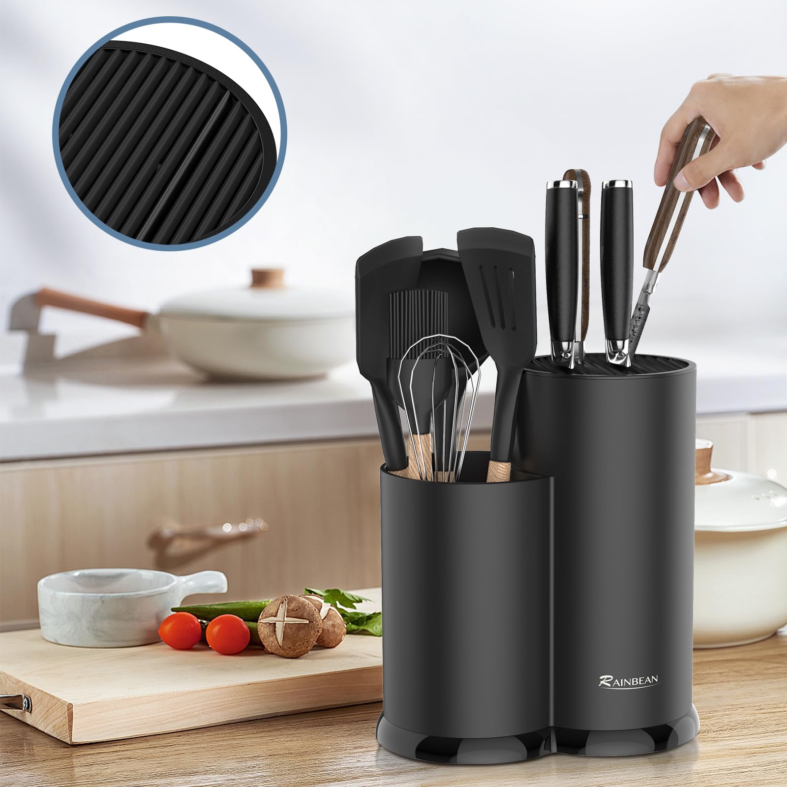 Portacoltelli Da Banco 2-in-1 - Per 12 Coltelli, Con Portautensili, PP, Design Compatto Per Cucine Piccole - Foto 5