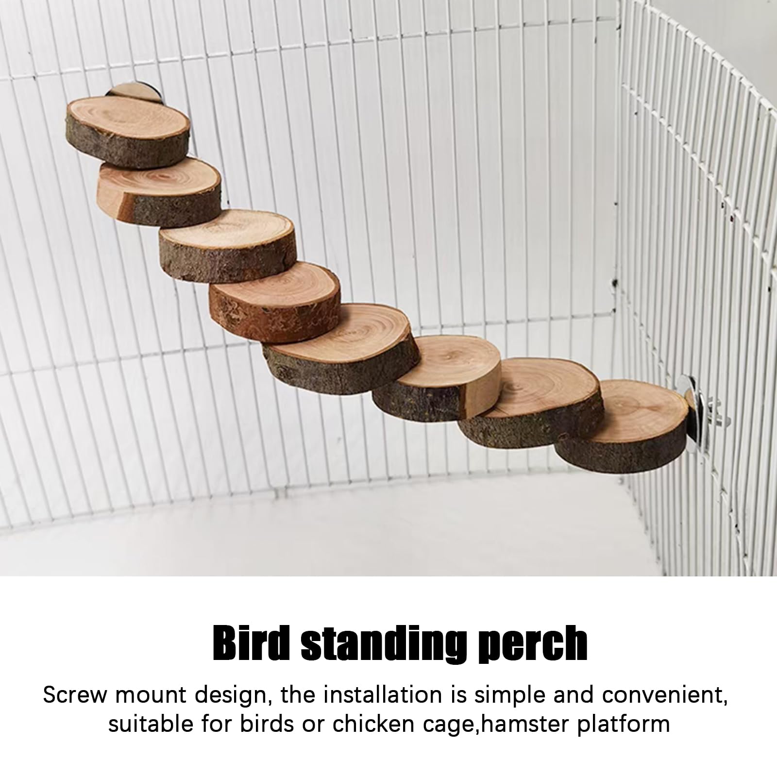 Échelle en bois pour perroquet, perchoir à oiseaux, plate-forme à oiseaux, jouet d'escalade à 8 marches, échelle pour hamster, accessoires de cage pour petits animaux