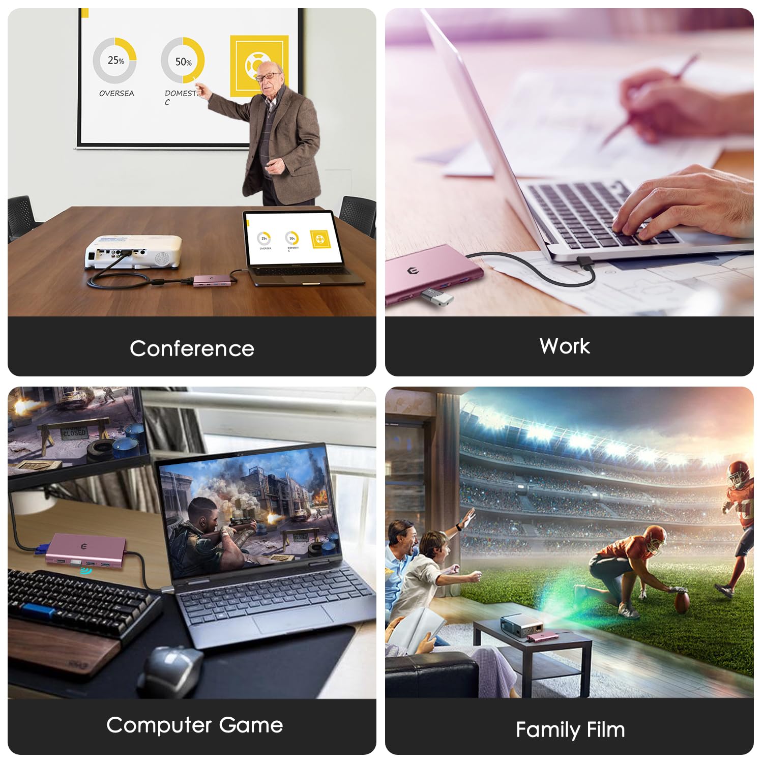 Hub USB C, adattatore 11 in 1 USB C con Vga, audio 3,5 mm, 4 USB A, docking station USB C per MacBook Pro, Surface Pro e dispositivi di tipo C