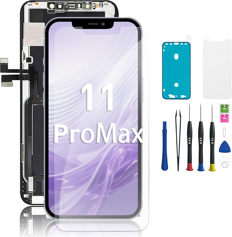 for iPhone 11 PRO MAX Screen Replacement 6.5'' LCD Display with Repair Kit | for iPhone 11 PRO MAX LCD screen with 3D Touch,Programmable Face ID, repair tools, adhesive seal ,Waterproof Frame Sticker