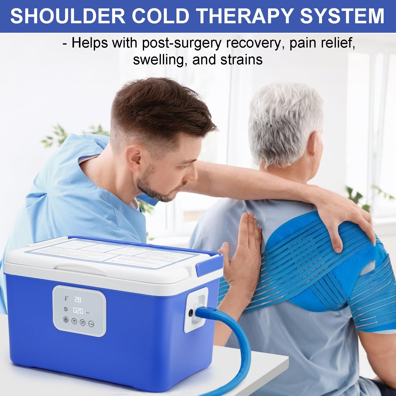 Máquina de Terapia de frío, máquina de Terapia de Hielo programable, Paquete frío de crioterapia Continua posoperatoria, Almohadilla Universal for Rodilla, Tobillo, Brazo, Espalda y Pierna