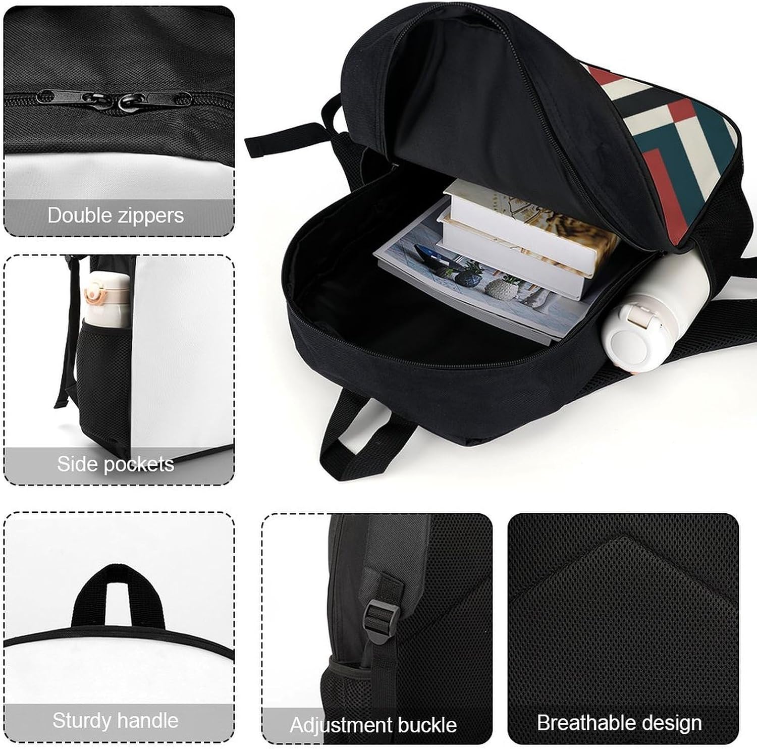 ZigZag Stripe Large Backpack for Work, 17 Inch Laptop Bag image 4