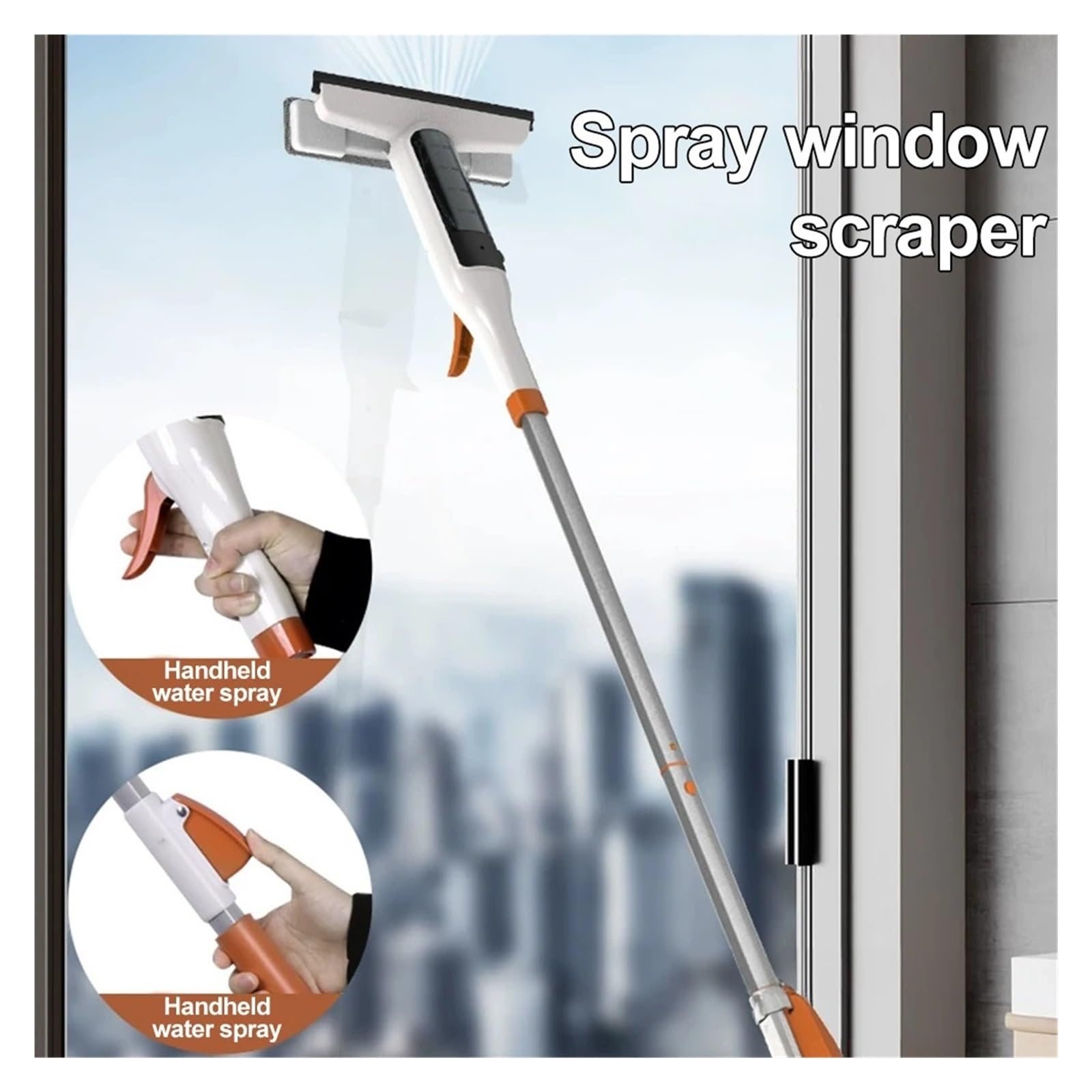 Escobillas de Goma Raspador de Ventana Ducha Limpiador vidrios Mango Herramienta Limpieza con arandela rociadora Configurar extendido Hogar