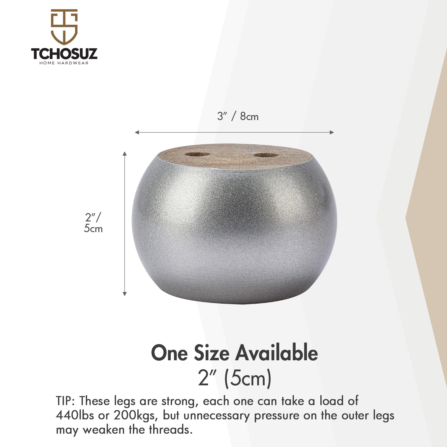 TCHOSUZ 2 inch / 5cm Wooden Furniture Legs - Image 4